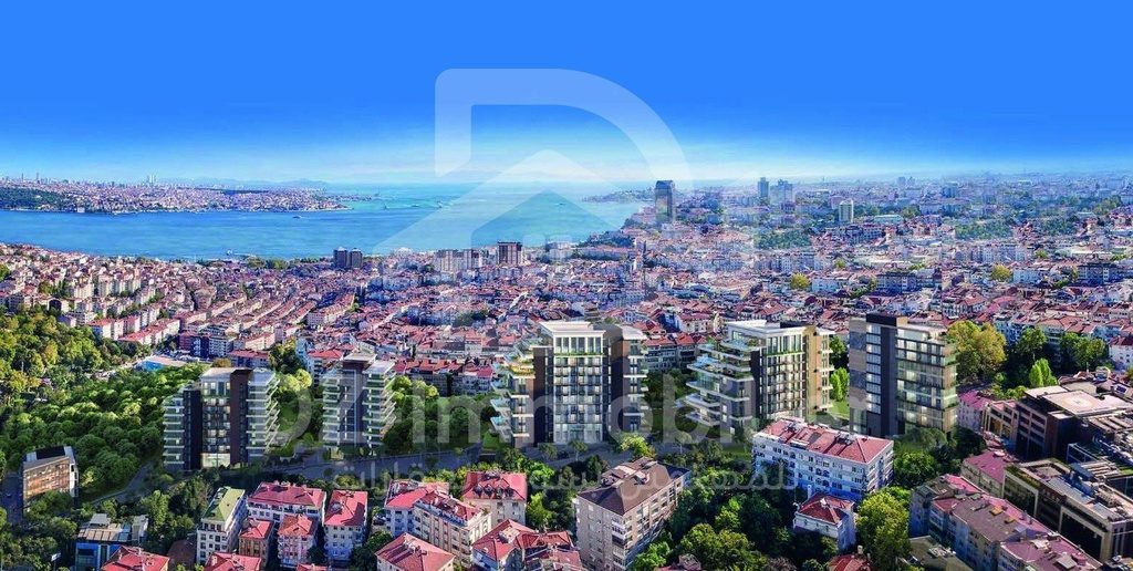 Vue aérienne des blocs de Nişantaşı Koru et du Bosphore