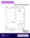 Plan de l’appartement 1+1 de 45,55 m² nets, bloc A, étages 1 à 8
