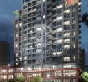 Étages d’un bloc de TOR Finance City de nuit (image de synthèse)