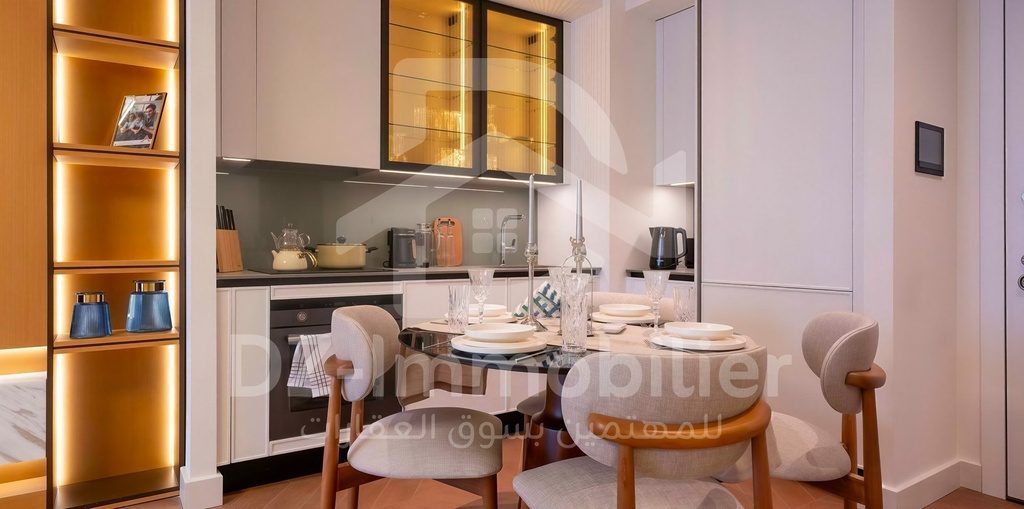Cuisine et coin repas d’un appartement type (illustration du projet)