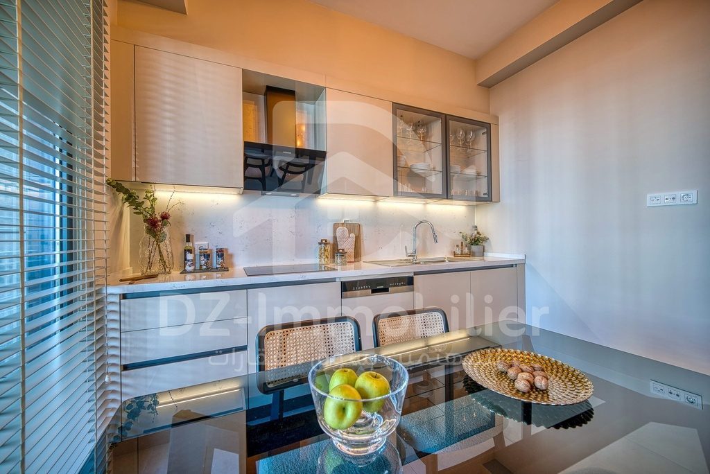 Cuisine ouverte de l’appartement témoin 2+1