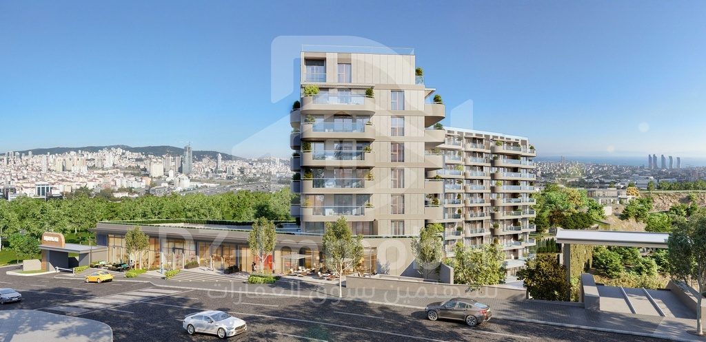 Immeuble de la phase Loca entouré d’arbres (rendu 3D)