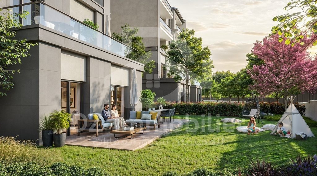 Rendu 3D : appartement en rez-de-jardin avec terrasse