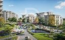 Rendu 3D : parc central avec bassin et aire de jeux