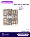 Plan des étages 1 et 2 du bloc C1 : appartements 4,5+1 de type A (167,56 m² nets ; 240,72 m² bruts de vente)