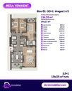 Plan de l’appartement 3,5+1 du bloc D1, étages 1 à 5 (136,55 m² nets ; 196,17 m² bruts de vente)