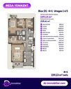 Plan de l’appartement 4+1 du bloc D1, étages 1 à 5 (159,13 m² nets ; 228,61 m² bruts de vente)