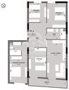 Plan coté de l'appartement F5 de 128 m² (type T5a) : pièces, cotes et surfaces
