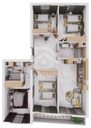 Vue 3D meublée de l'appartement F5 de 128 m² (type T5a), vue de dessus