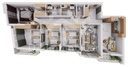 Vue 3D meublée de l'appartement F6 de 144 m² (type T6a), vue de dessus
