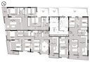Plan de l'étage courant (étages 2 à 12) avec les quatre types d'appartements
