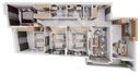 Vue 3D meublée de l'appartement F6 de 143 m² (type T6b), vue de dessus
