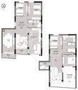 Plan coté du duplex F6 de 187 m² (type T6f+T) : les deux niveaux
