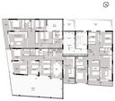Plan du 1er étage avec les trois types d'appartements
