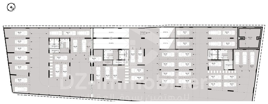 Plan du sous-sol 1 avec les boxes de stationnement numérotés