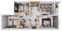 Vue 3D meublée de l'appartement F4 de 90 m² (type T4b), vue de dessus