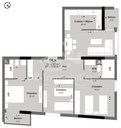 Plan coté de l'appartement F4 de 97 m² (type T4c) : pièces, cotes et surfaces