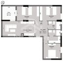 Plan coté de l'appartement F4 de 102 m² (type T4e+C) : pièces, cotes et surfaces
