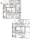 Plans des niveaux 13 et 14 (duplex) du bloc B avec les types T5a+T et T6a+T