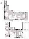 Plan coté du duplex F5 de 221 m² (type T5a+T) : les deux niveaux