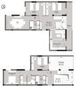 Plan coté du duplex F6 de 194 m² (type T6a+T) : les deux niveaux