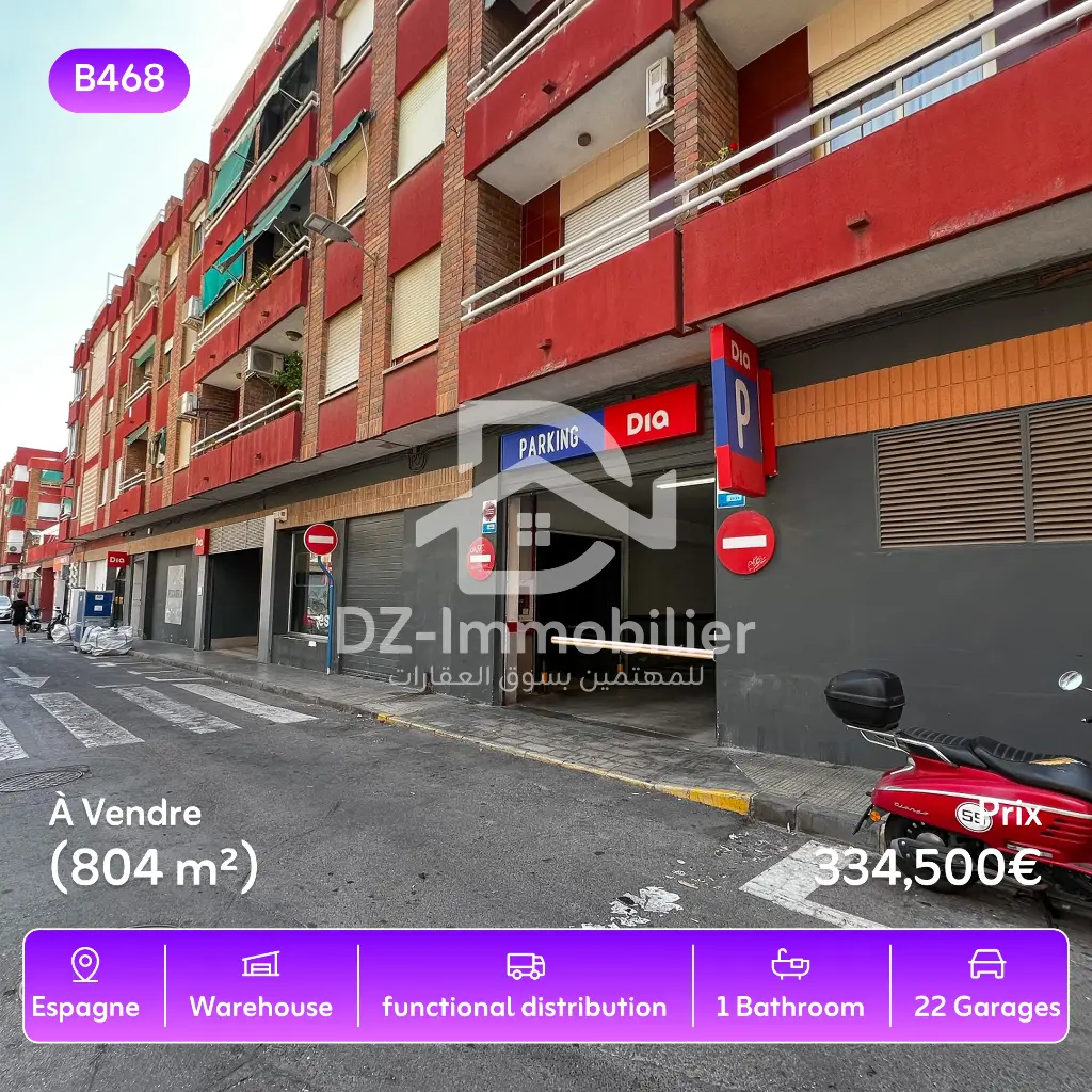 Vente Entrepôt Industriel (804m²) – La Florida, Alicante, Spain