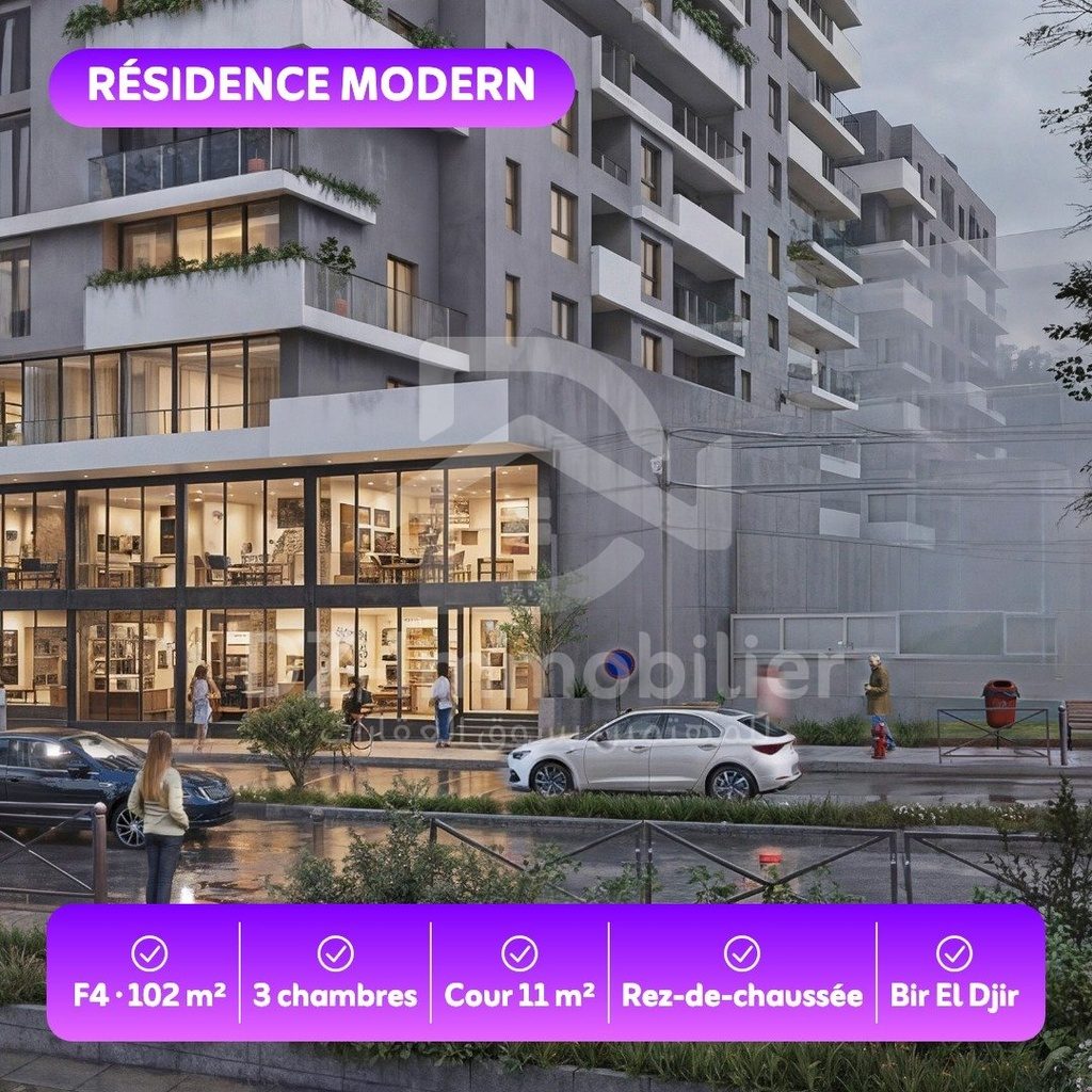 Venta Apartamento F4 en planta baja (102 m² + patio de 11 m²) – Residencia Modern, Bloque B, Orán