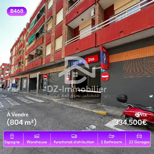 Vente Entrepôt Industriel (804m²) – La Florida, Alicante, Spain